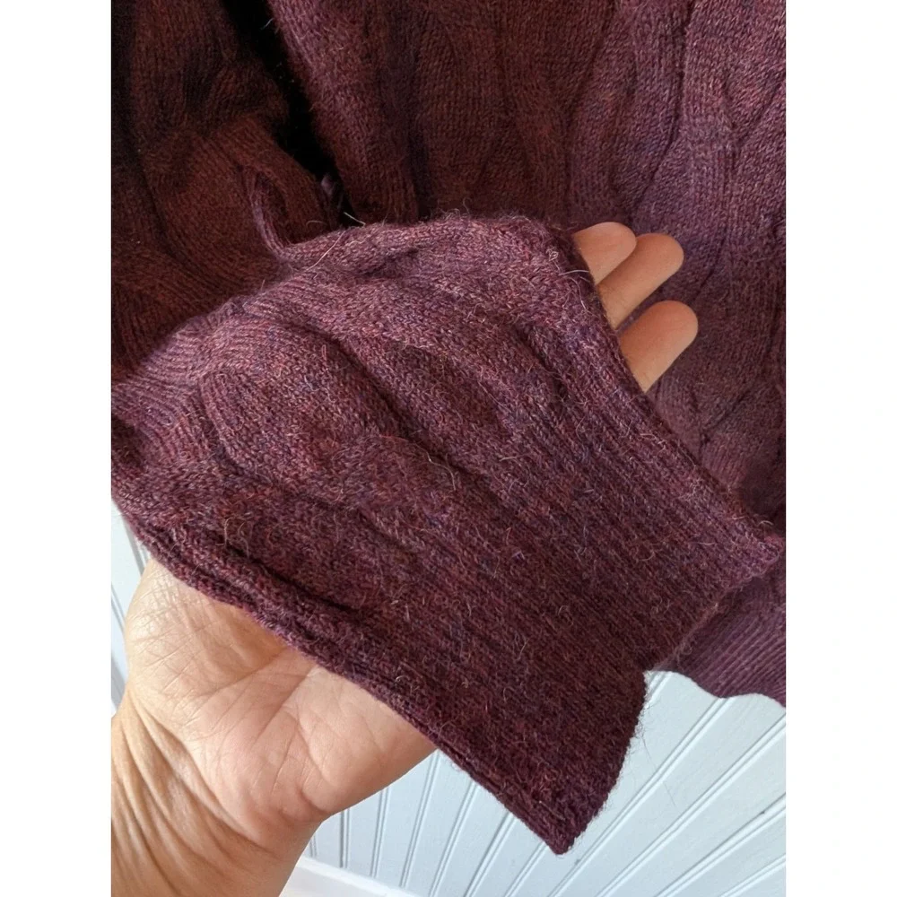 Daniel Cremieux Alpaca Sweater Mens Large Maroon Cable Knit V-Neck Old Money